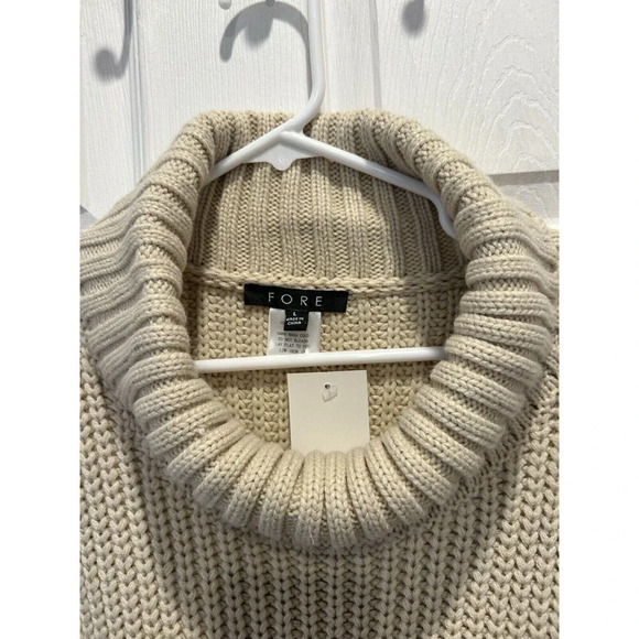 Fore Womens Beige Knit‎ Sleeveless Comfy Turtleneck Sweater Vest L Large NWT - Picture 2 of 7